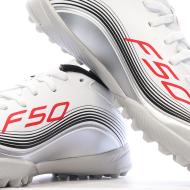 Zapatillas de fútbol blancas para niños Adidas F50 Messi League TF ver 7