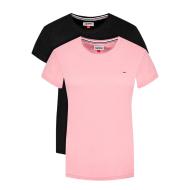 x2 T-shirts Marine/Rose Femme Tommy Hilfiger Jersey pas cher
