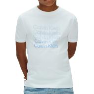 T-Shirt Bleu clair Garçon Calvin Klein Jeans Stacked pas cher