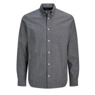 Chemise Manches longues Grise à rayures Homme Jack & Jones Oxford pas cher