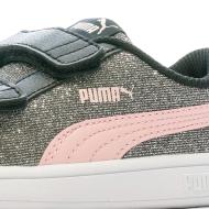 Baskets Gris Clair/Rose argentées fille Puma Smash v2 Glitz vue 7
