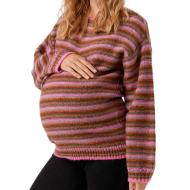 Pull de Grossesse Rose/Marron Femme Mamalicious Sandra pas cher