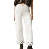 Jean Wide Blanc Femme Oraije Nola pas cher