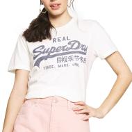 T-Shirt Blanc Femme Superdry GINGHAM ENTRY pas cher
