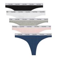 X3 Strings Noir/Gris/Rose Femme Calvin Klein Jeans Thong pas cher