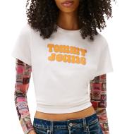 T-shirt Blanc/Jaune Femme Tommy Hilfiger Tjw Reg Essential pas cher