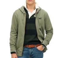 Sweat Zippé Kaki Homme Superdry Essential Washed Ziphood pas cher