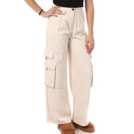 Pantalon Cargo Fluide Écru Femme Monday Premium 9978 pas cher