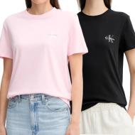 Lot de 2 T-Shirt Noir/Rose Femme Calvin Klein Jeans Monologo pas cher