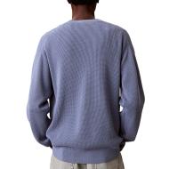 Pull Bleu Clair Homme Calvin Klein Jeans Waffle vue 2