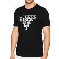 T-shirt Noir Homme Guess Blurry