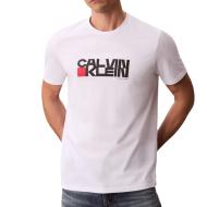 T-Shirt Blanc/Noir/Rouge Homme Calvin Klein Jeans LV04RD814G pas cher