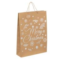 Poche Cadeau Marron Atmosphera Kraft Holo Merry Christmas pas cher