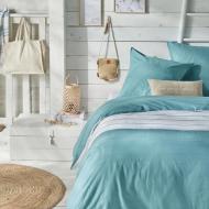 Parure de Lit Turquoise/Blanc Today 220x240 Oceanic pas cher
