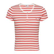 T-Shirt Rouge/Blanc Femme Tommy Hilfiger Slim Button