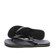 Tongs Noires/Jaunes Homme Havaianas Brasil Logo pas cher
