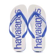 Tongs Blanc/Bleu Mixte Havaianas Logomania 2 vue 3