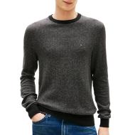 Pull Gris Chiné Homme Tommy Hilfiger Pima pas cher