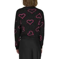 Pull Noir/Rose Coeur Femme Only Happie vue 2