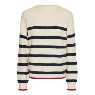 Pull Écru/Marine Femme Pieces Mock Neck Knit pas cher