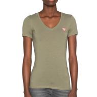T-shirt Kaki Femme Guess Mini Triangle
