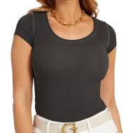 T-shirt Gris Femme GuessEs Ss Script Logo