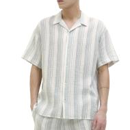 Chemisette Gaze de Coton Blanc/Vert Homme Jack & Jones Reaster