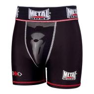 Short de boxe Noir/Rouge Homme Metal Boxe Shorty Extra Cup pas cher