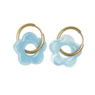 Boucles Oreilles Turquoise Clair Femme Clio Blue Fleurs 20mm