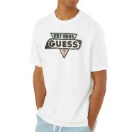 T-shirt Blanc Homme Guess Ovrszd Racer