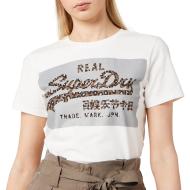 T-Shirt Blanc Logo Femme Superdry REFLECTIVE BOX pas cher