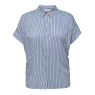 Chemise Manches Courtes à Rayures Bleu Femme Only Carmakoma Carblue Striped pas cher
