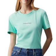 T-shirt Bleu Femme Calvin Klein Jeans Monologo Slim