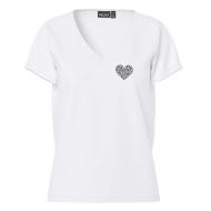 T-Shirt Blanc Coeur léopard Femme Pieces Pcoda