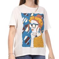 T-shirt Blanc Femme Teddy Smith Face pas cher