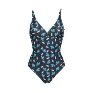 Maillot de bain 1 pièce Noir/Bleu Femme Arena Allover pas cher