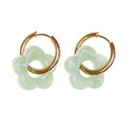 Boucles Oreilles Vert Pale Femme Clio Blue Fleurs 20mm