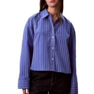 Chemise Rayures Bleu Femme Calvin Klein Jeans Stripe Boxy pas cher