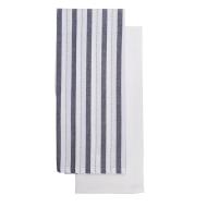 Set 2 Torchons Blanc/Bleu/Beige Luance Charlize 50x70cm pas cher