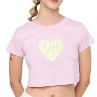 T-shirt Rose/Jaune Femme Converse Heart pas cher
