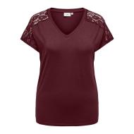 T-shirt Bordeaux Femme Only Carmakoma Lace Top pas cher