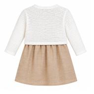 Ensemble Robe + Gilet Beige/Blanc Bébé P'tit Mome Helena vue 2