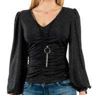 Blouse Noir Brillante Femme Morgan Twilo pas cher