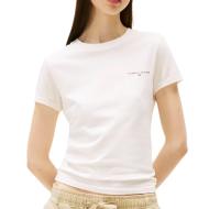 T-shirt Rose Clair Femme Tommy Hilfiger Slim Linear DW0DW21164