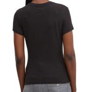 T-shirt Noir Femme Tommy Hilfiger Slim Linear vue 2