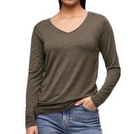 T-Shirt Manches Longues Kaki/Doré Femme Pieces Billo pas cher