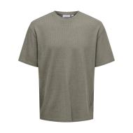 T-shirt Marron Homme Only & Sons Waffle