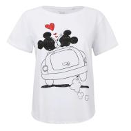 T-Shirt Blanc Femme Disney Mickey & Minnie Hearts