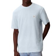 Pastellblaues Herren-T-Shirt von Calvin Klein Jeans mit Waffel-Emblem