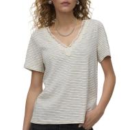 T-Shirt Blanc/Marine Femme Vero Moda Karoline pas cher